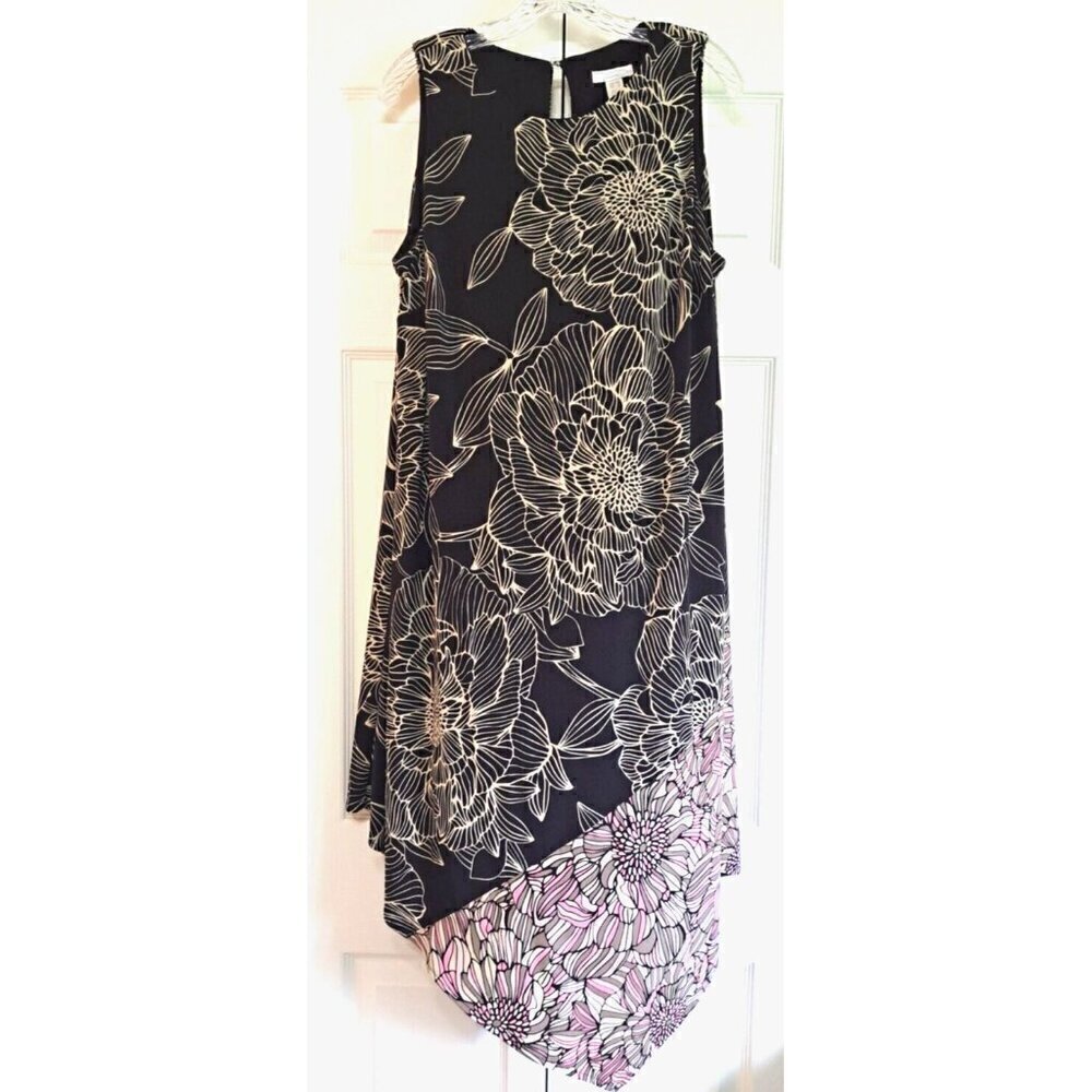 London Times Woman 14W Sleeveless Floral Multicolor Hi-Lo Hem Fairycore Romantic